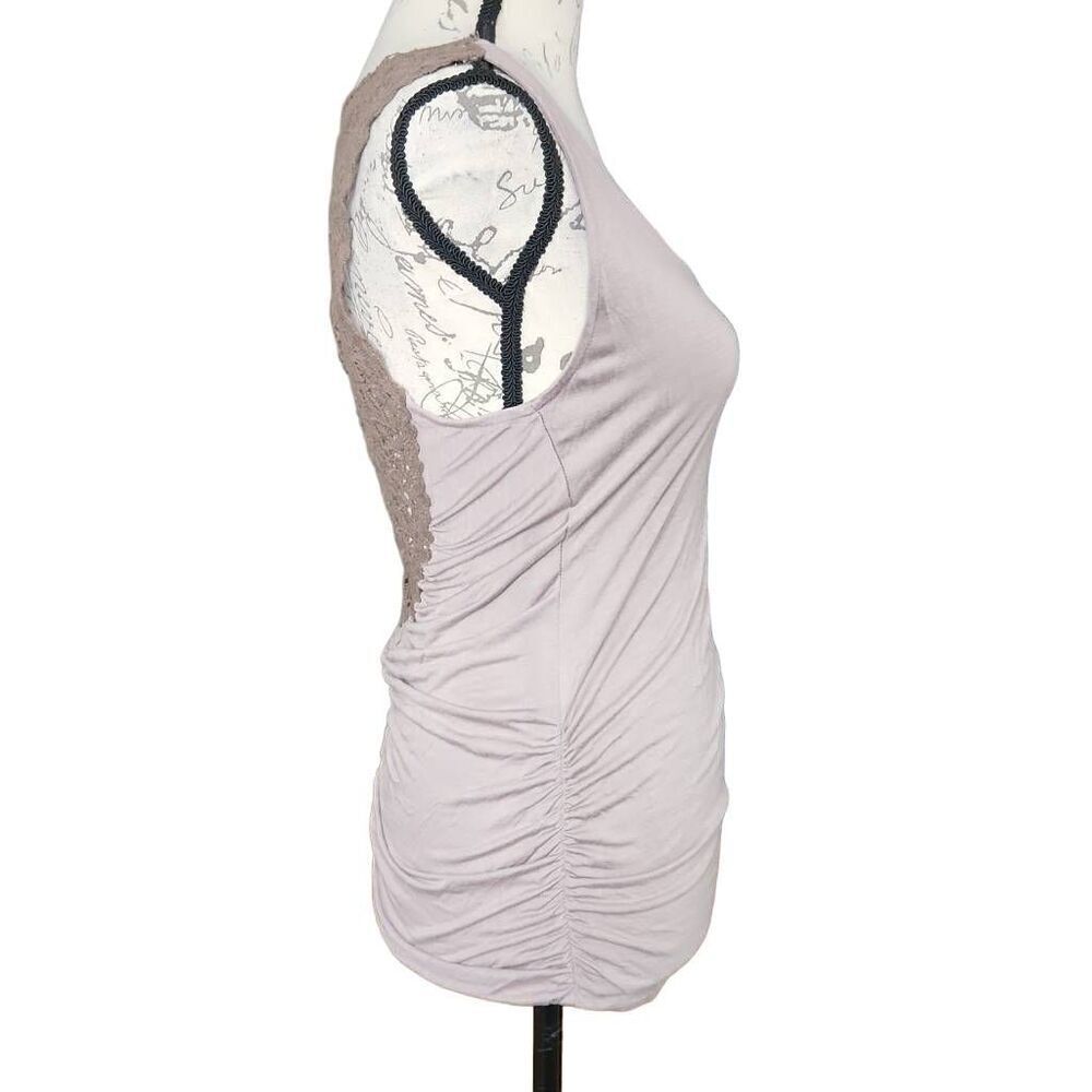 Forever 21 Women's Size Medium Cocoa Brown Crochet Back Ruched Side Tank Top - Picture 7 of 7
